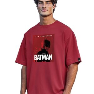 Bewakoof X DC Batman Men's Cotton Graphic Print Oversized Fit Half Sleeve Round Neck T-Shirt | Casual Wear | Street Wear | Oversized t Shirt for Men Cotton | Baggy